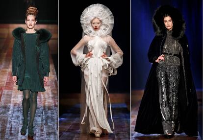 Tres de las creaciones de alta costura presentadas por Jean Paul Gaultier.