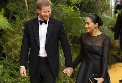 Los duques de Sussex, en el estreno de 'El rey león'.