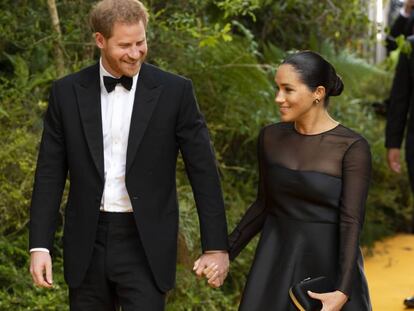 Los duques de Sussex, en el estreno de 'El rey león'.