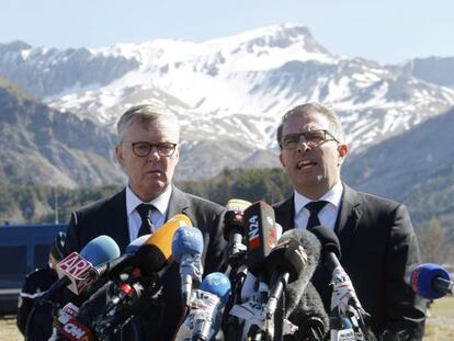 Els presidents de Germanwings i Lufthansa als Alps aquest dimecres.