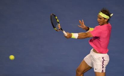 Rafa Nadal, en el &uacute;ltimo partido disputado en Melbourne contra Dudi Sela.