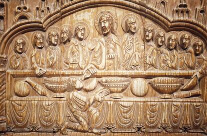 Relieve de la Última Cena en el monasterio de Yuso, en San Millán de la Cogolla.