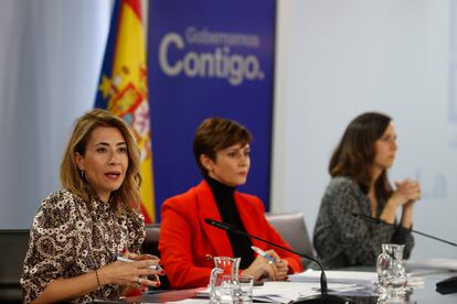 La ministra Raquel Sánchez, en la rueda de prensa posterior al Consejo de Ministros este martes.