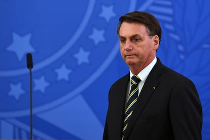 O presidente Jair Bolsonaro, durante pronunciamento na sexta-feira (24/04).