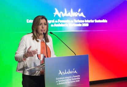 La presidenta de la Junta, Susana D&iacute;az, en la presentaci&oacute;n de la nueva estrategia para turismo interior, en &Uacute;beda. 