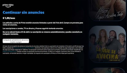 Página para evitar anuncios en Prime Video