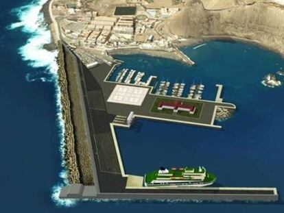 Recreación de la ampliación prevista del puerto de Agaete, en Gran Canaria.