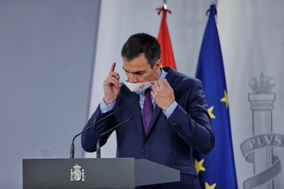 El presidente del Gobierno, Pedro Sánchez, ayer en La Moncloa.