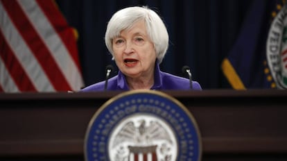 Janet Yellen en su &uacute;ltima rueda de prensa al frente de la Fed