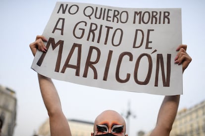 Protesta en Madrid contra la LGTBIfobia.