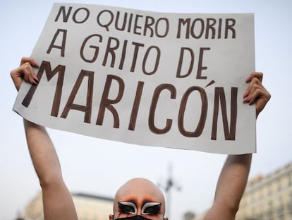 Protesta en Madrid contra la LGTBIfobia.