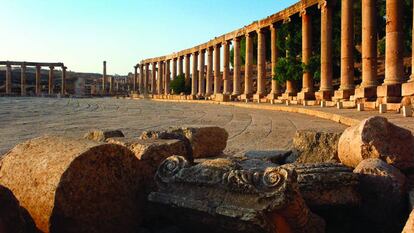 La plaza Oval de Jerash, en Jordania.