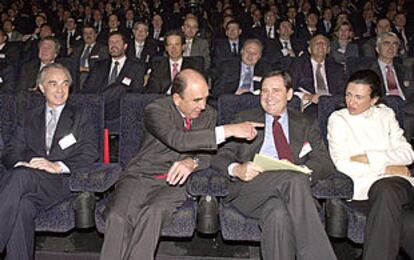 Ángel Corcóstegui, Emilio Botín, Matías Rodríguez Inciarte y Ana Patricia Botín, en la IV Convención de Directivos celebrada ayer en Madrid.