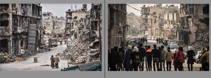Comparativa de la ciudad de Alepo de febrero a noviembre de 2017.