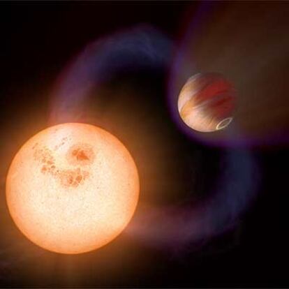Representación artística de un planeta de periodo ultracorto y su estrella.