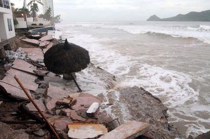 Zonas afectaciones por el huracán Norbert en el noroeste de México.