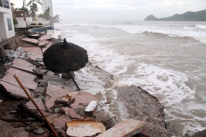 Zonas afectaciones por el hurac&aacute;n Norbert en el noroeste de M&eacute;xico.