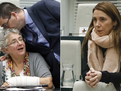 Las concejales Montserrat Galcerán (Ahora Madrid) y Mar Espinar (PSOE).