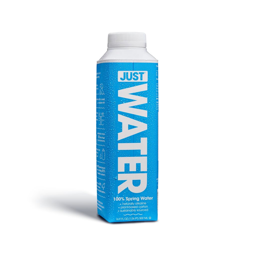 Envase de Just Water  fabricado con un 82% de material vegetal.