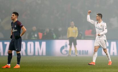 Cristiano Ronaldo comemora gol sobre o PSG. 