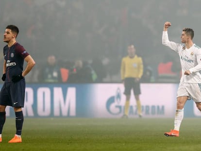 Cristiano Ronaldo comemora gol sobre o PSG. 