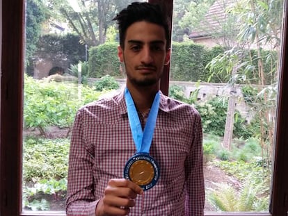 Mourad Laachraoui, campeón de Europa de Taekwondo, en la sede de la federación en Bruselas.