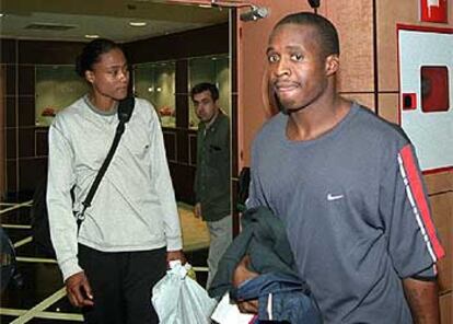 Marion Jones y Tim Montgomery, durante la Copa del Mundo de Madrid, en 2002.