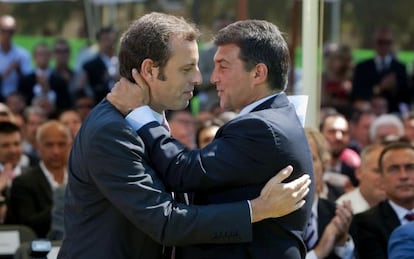 Rosell y Laporta, en la toma de posesi&oacute;n del primero, en 2010.  