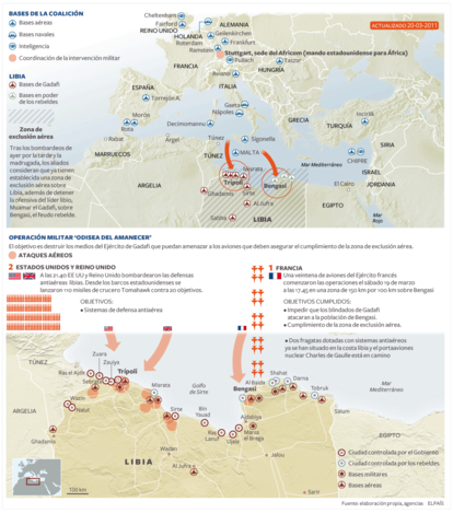 Mapa de las operaciones militares en Libia.