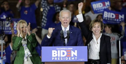 El candidato demócrata Joe BIden, en un mítin en Los Angeles.