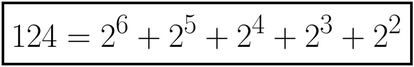 Expresi&oacute;n del 124 como suma de potencias de 2.