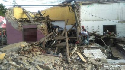 Así ha quedado un edificio en Juchitán (México) tras el terremoto.