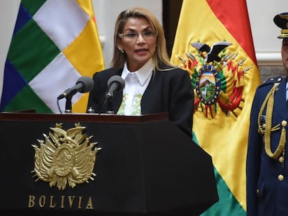 La presidenta interina de Bolivia, Jeanine Áñez, en La Paz. 