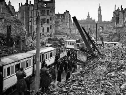 La ciudad de Dresde, en Alemania, tras los bombardeos de los aliados en 1945. 