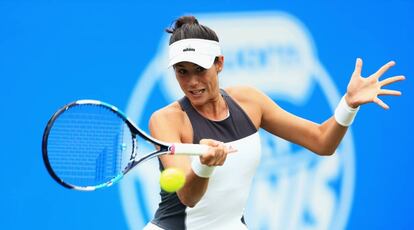 Garbi&ntilde;e Muguruza, en un torneo en junio.