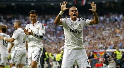 Pepe celebra su gol al Barcelona