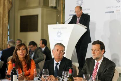 Alicia Snchez-Camacho, el conde de God y Mariano Rajoy, en el coloquio de Barcelona Tribuna.