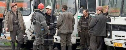 Trabajadores de la mina de Yubileynaya, cerca de la localidad siberiana de Novokuznetsk.