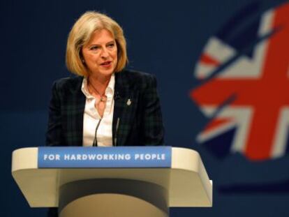 May, hoy, durante la conferencia de los conservadores en Manchester.