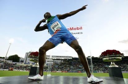 Bolt celebra una victoria en Oslo, en junio