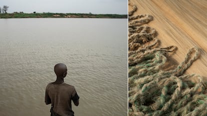 El Níger, con 4.200 kilómetros, es el tercer río más largo de África y atraviesa cuatro países (Guinea, Malí, Níger en su frontera con Benín, y Nigeria). Unos 3,8 millones de pescadores nómadas viven, por épocas, en sus orillas, según datos de 2016 de la Universidad de Port Harcourt de Nigeria. En la foto, uno de ellos observa la crecida de las aguas en la aldea de Igbedor (Estado de Anambra, al sur de Nigeria) el pasado mes de febrero.