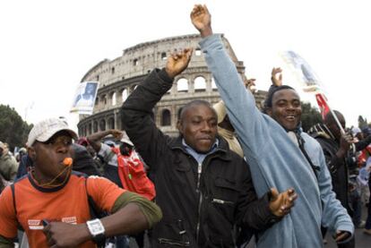 Manifestación contra la ley de inmigración en Roma, en 2009.