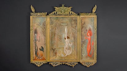 La obra 'Sueño de sirenas' de Leonora Carrington se ha presentado esta semana en la instalación de la galería Di Donna, durante la feria suiza Art Basel 2025.
