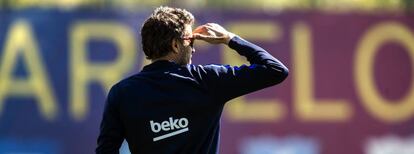 Luis Enrique, a l'entrenament aquest matí.