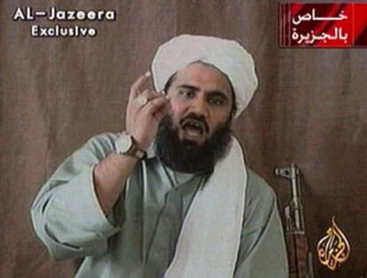 El portavoz de Al Qaeda, durante su alocución televisiva.