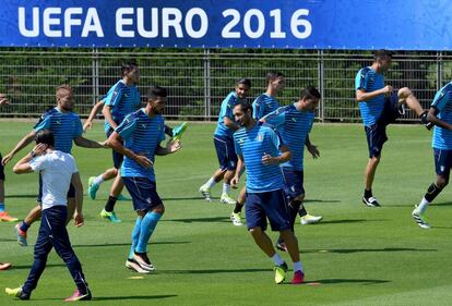 Entrenamiento de la selección italiana en Montpellier.