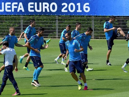 Entrenamiento de la selección italiana en Montpellier.