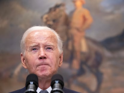 Joe Biden, el 30 de junio pasado, comentando el veto del Supremo a su plan de condonar los créditos de estudios.