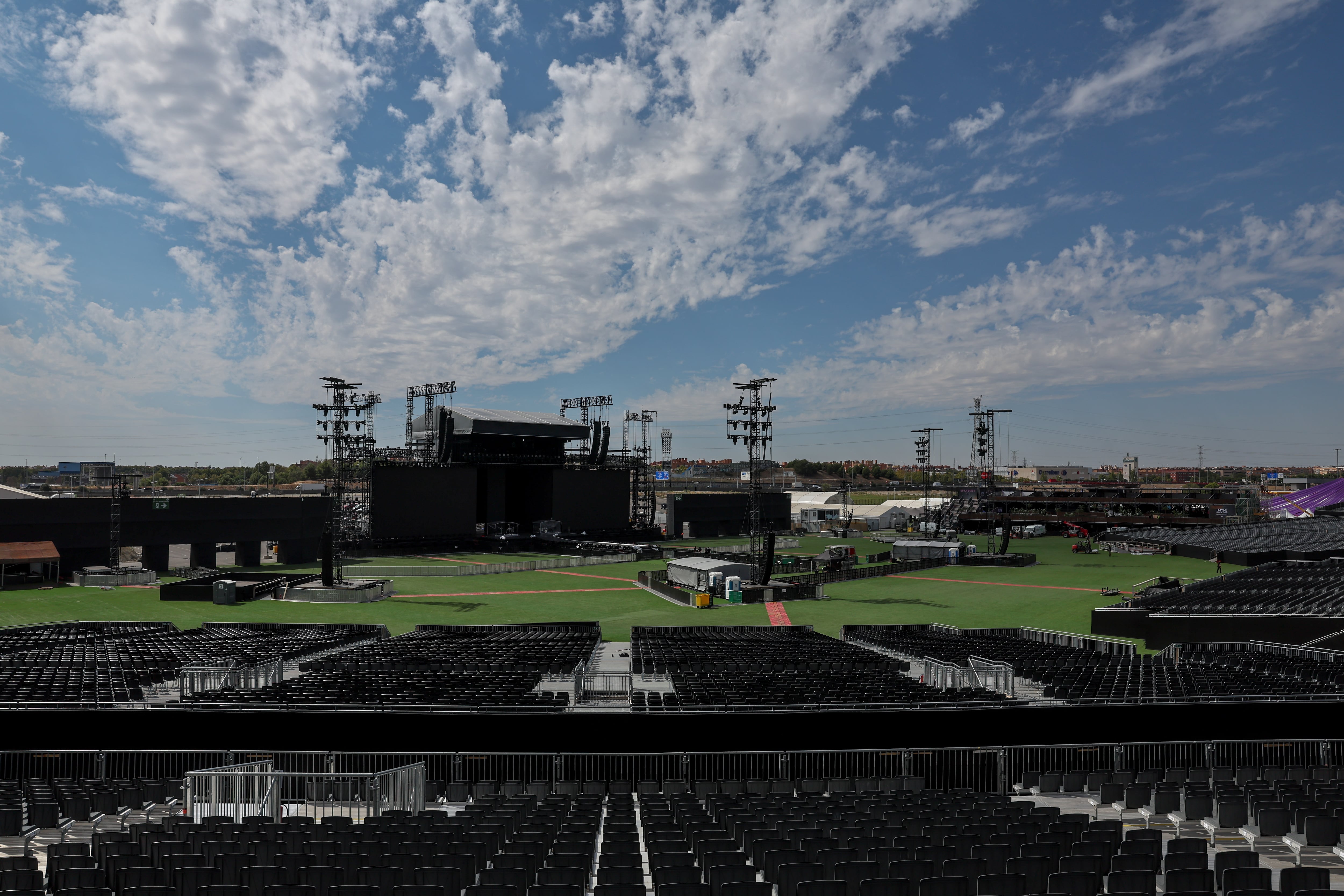 Imagen del escenario del Estadio Shakira, construido en Villaverde (Madrid) para sus 12 conciertos en la capital. 