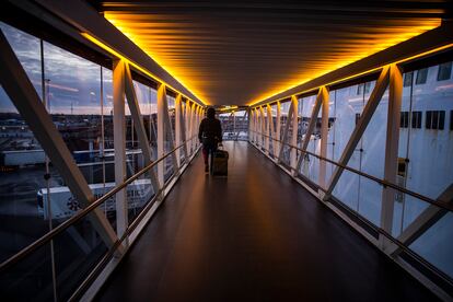 Footbridge to the ferry that leads from Świnoujście, in Poland, to Ystad, on the south coast of Sweden.